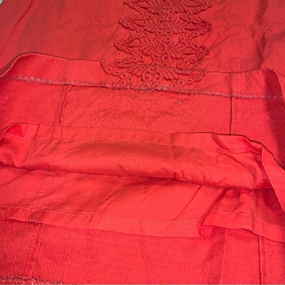 Boden Dress Size 10 US Long Red Coral Cotton Embroidered Sheath Lined Sleeveless - Picture 8 of 11